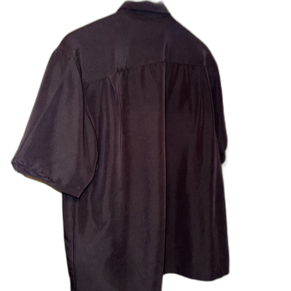 Centro Striped Panel Casual Button-Down Black Bowling Shirt - Size XL - Picture 4 of 4